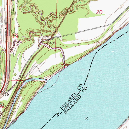 Topographic Map of Hess Bayou, IL