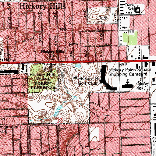 Topographic Map of Hickory Hills Golf Club, IL