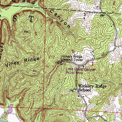 Topographic Map of Hickory Ridge Lookout Tower, IL