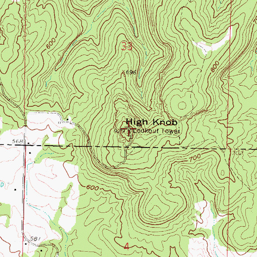 Topographic Map of High Knob, IL