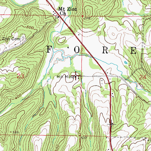 Topographic Map of Hill Mine, IL