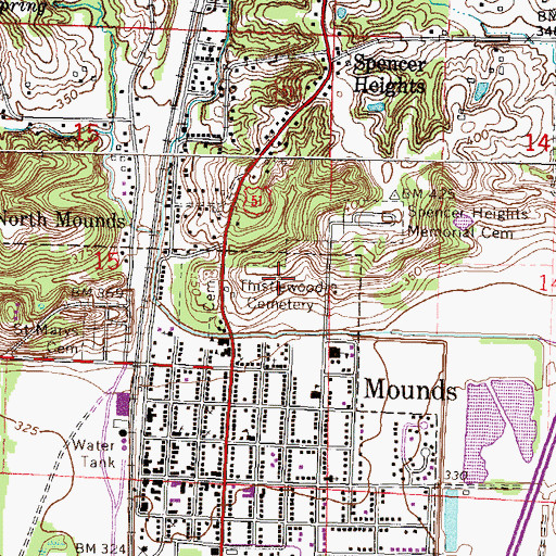 Topographic Map of Thistlewood Cemetery, IL