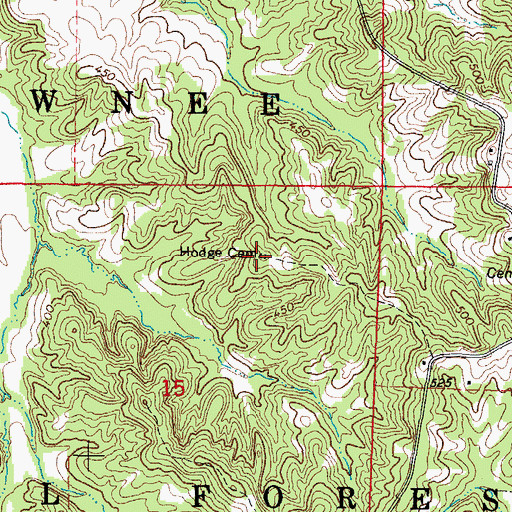 Topographic Map of Hodge Cemetery, IL