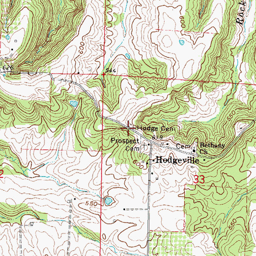 Topographic Map of Hodge Cemetery, IL