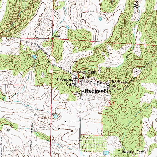 Topographic Map of Hodgeville, IL