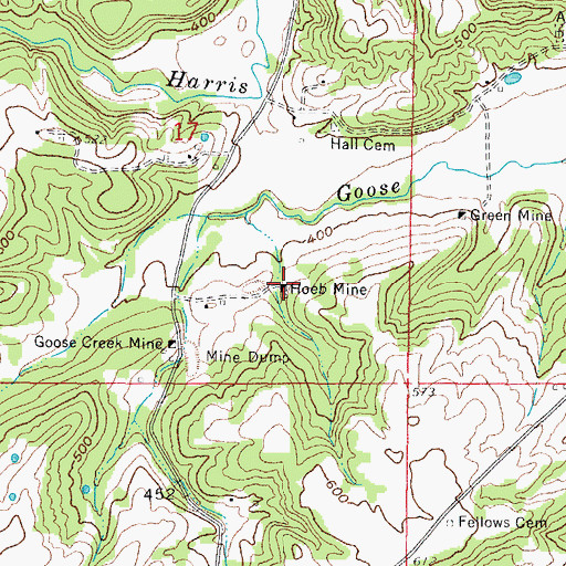 Topographic Map of Hoeb Mine, IL