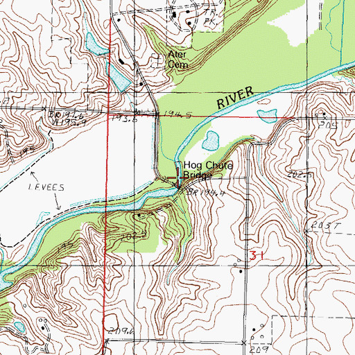 Topographic Map of Hog Chute Bridge, IL