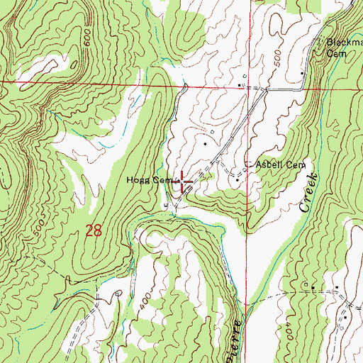 Topographic Map of Hogg Cemetery, IL