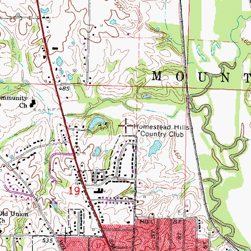 Topographic Map of Homestead Hills Country Club, IL