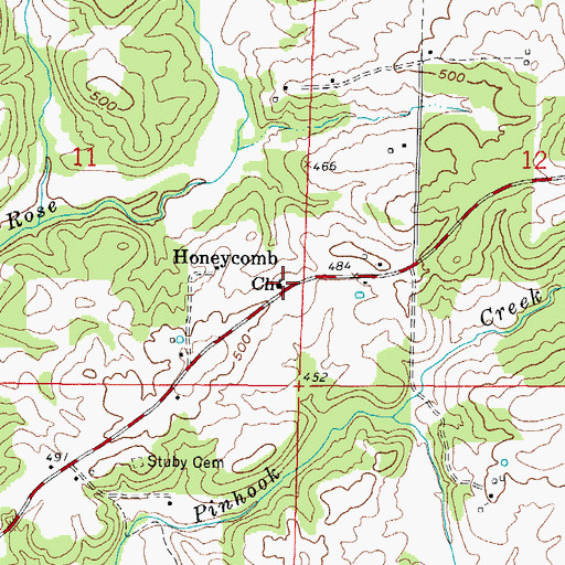 Topographic Map of Honeycomb Church, IL