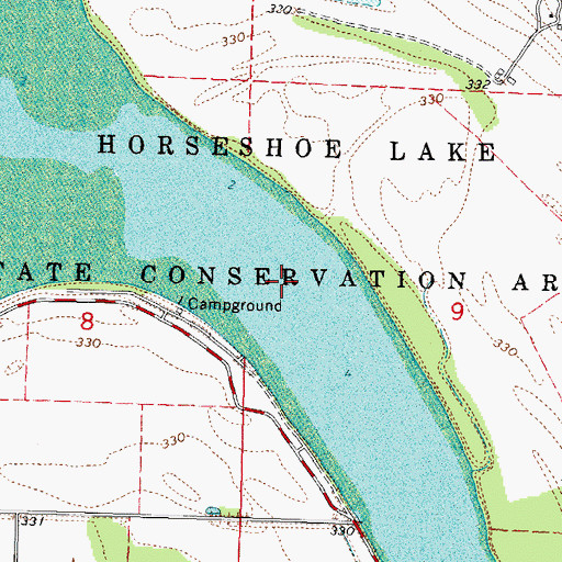 Topographic Map of Horseshoe Lake, IL