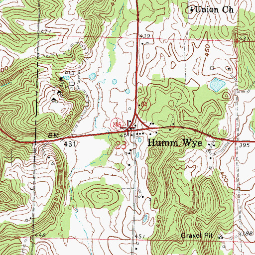 Topographic Map of Humm Wye, IL