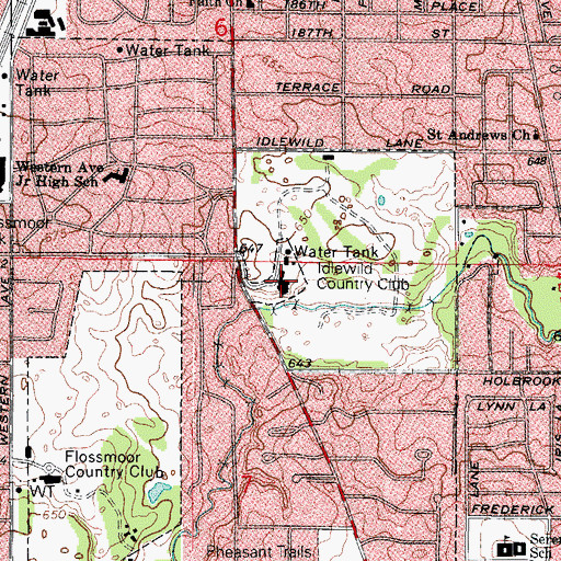 Topographic Map of Idlewild Country Club, IL