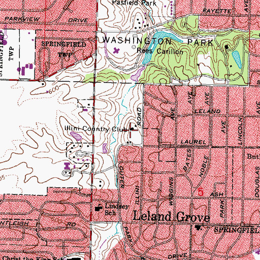 Topographic Map of Illini Country Club, IL