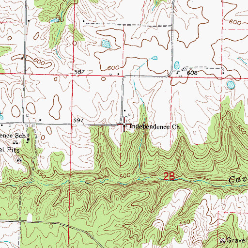 Topographic Map of Independence Church, IL