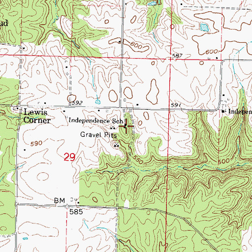 Topographic Map of Independence School, IL