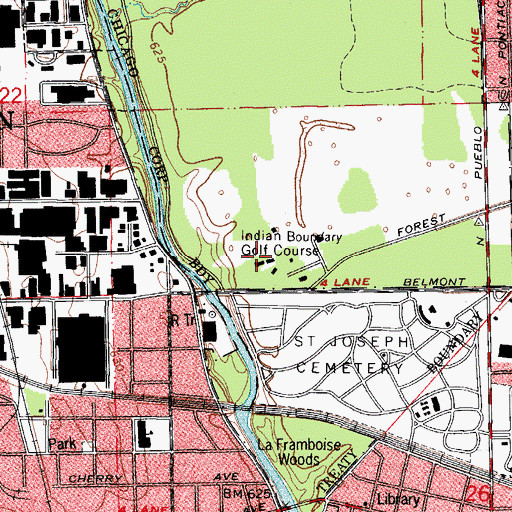 Topographic Map of Indian Boundary Golf Course, IL