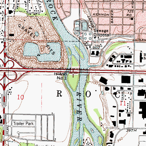 Topographic Map of Island Number 1, IL