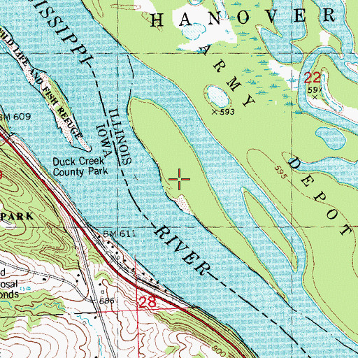 Topographic Map of Island Number 249, IL
