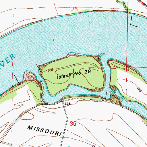 Topographic Map of Island Number 28, IL
