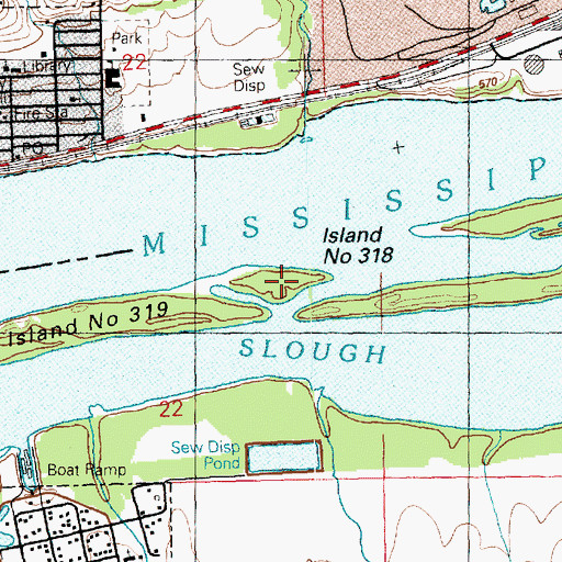 Topographic Map of Island Number 318, IL