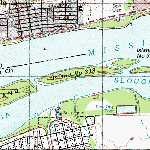 Topographic Map of Island Number 319, IL