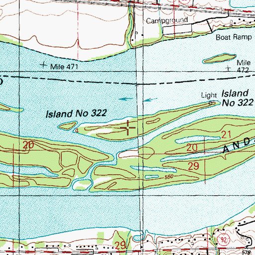 Topographic Map of Island Number 322, IL