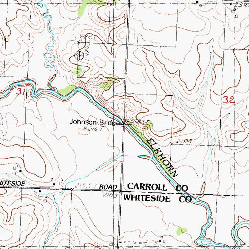 Topographic Map of Johnson Bridge, IL