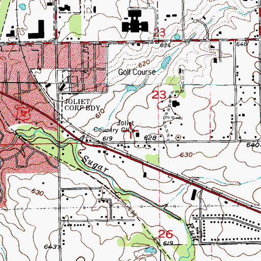 Topographic Map of Joliet Country Club, IL