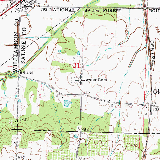 Topographic Map of Joyner Cemetery, IL