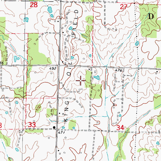 Topographic Map of King Oil Field, IL