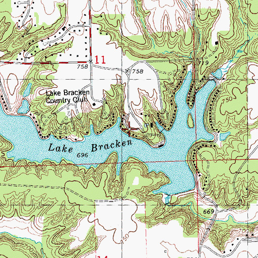 Topographic Map of Lake Bracken Country Club, IL