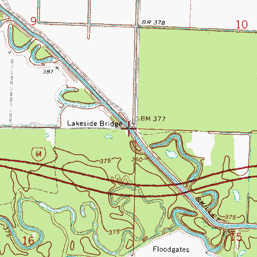 Topographic Map of Lakeside Bridge, IL