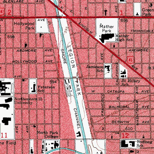 Topographic Map of Legion Park Number 2, IL