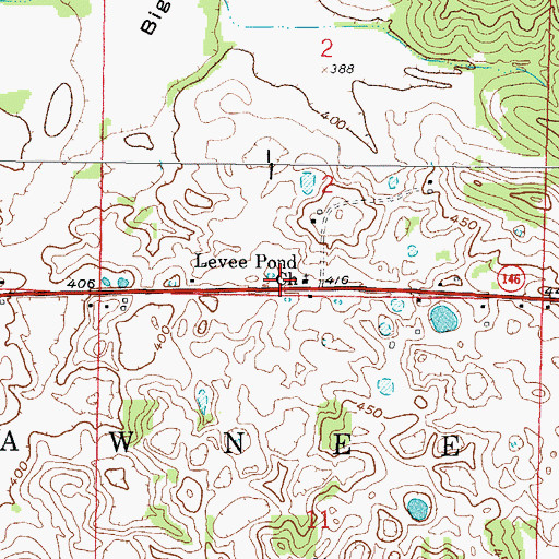 Topographic Map of Levee Pond Church, IL