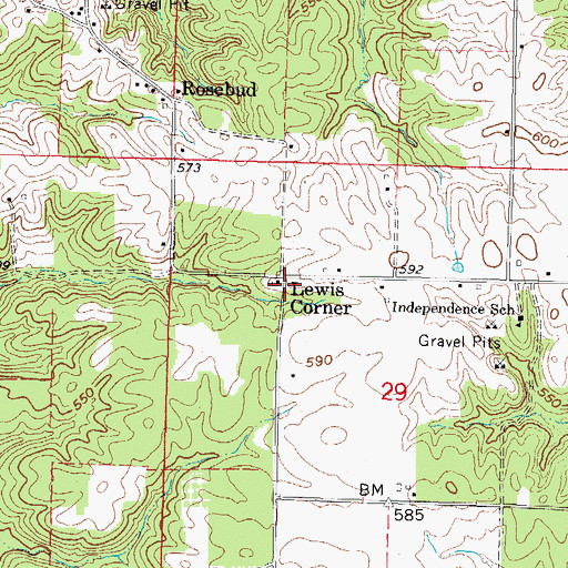 Topographic Map of Lewis Corner, IL