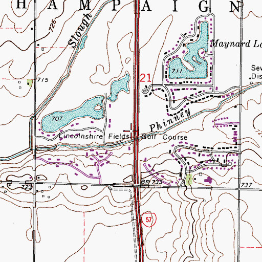 Topographic Map of Lincolnshire Fields Golf Course, IL