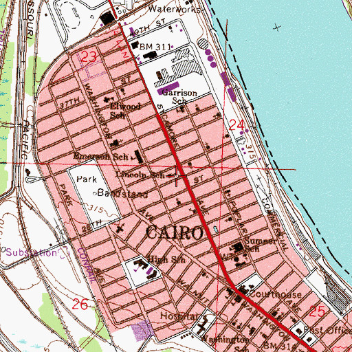 Topographic Map of Lincoln School (historical), IL