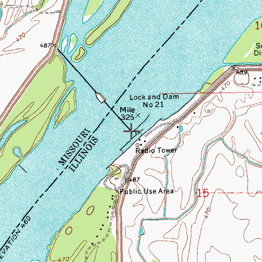Topographic Map of Lock and Dam 21, IL