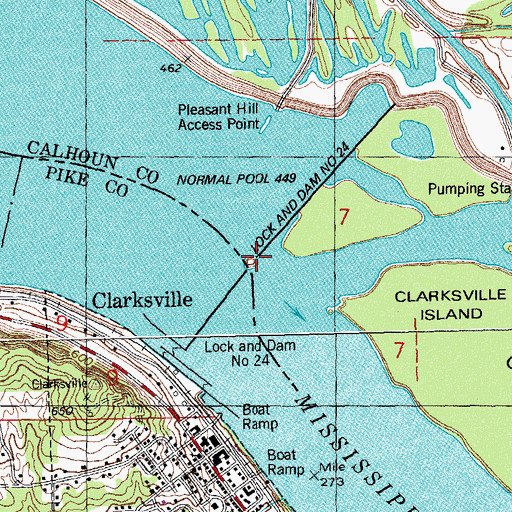 Topographic Map of Lock and Dam Number 24, IL