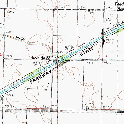 Topographic Map of Lock Number 22, IL
