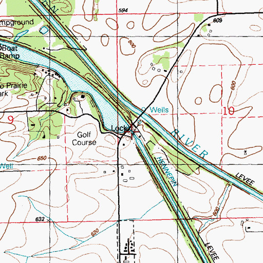 Topographic Map of Lock Number 24, IL