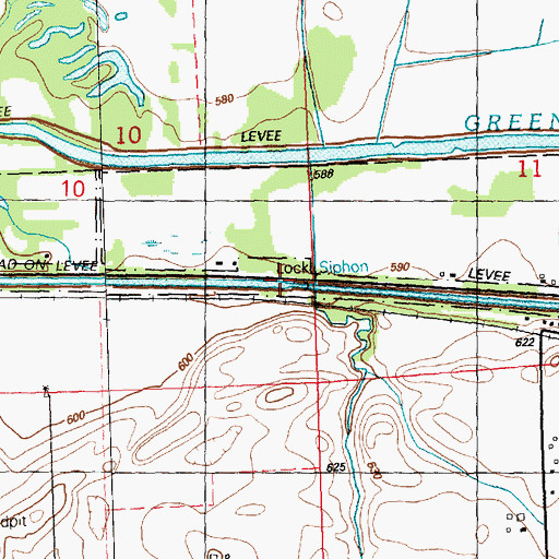 Topographic Map of Lock Number 25, IL