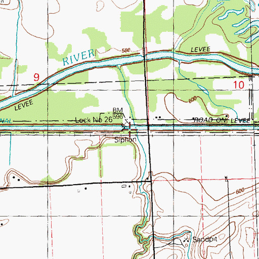 Topographic Map of Lock Number 26, IL