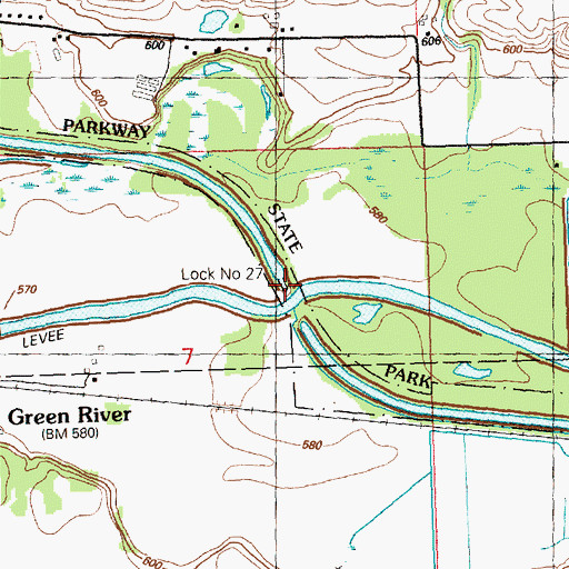 Topographic Map of Lock Number 27, IL