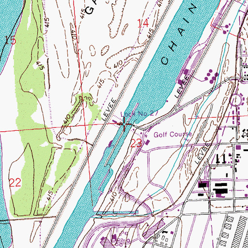Topographic Map of Lock Number 27, IL