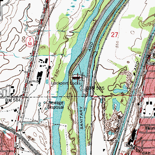 Topographic Map of Lockport Locks, IL