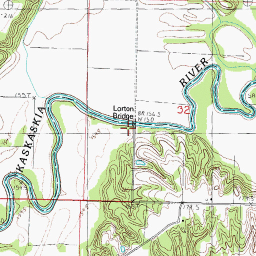 Topographic Map of Lorton Bridge, IL