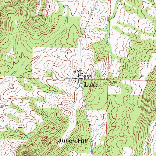 Topographic Map of Lusk, IL