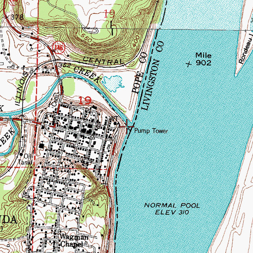 Topographic Map of Lusk Creek, IL